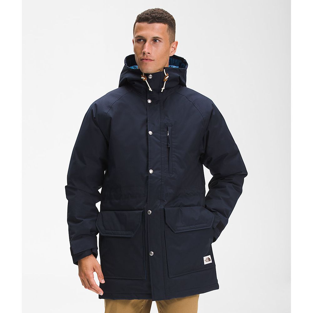 The North Face Parka Mens Australia - The North Face Snow Navy / Blue Snow (NEC-839417)